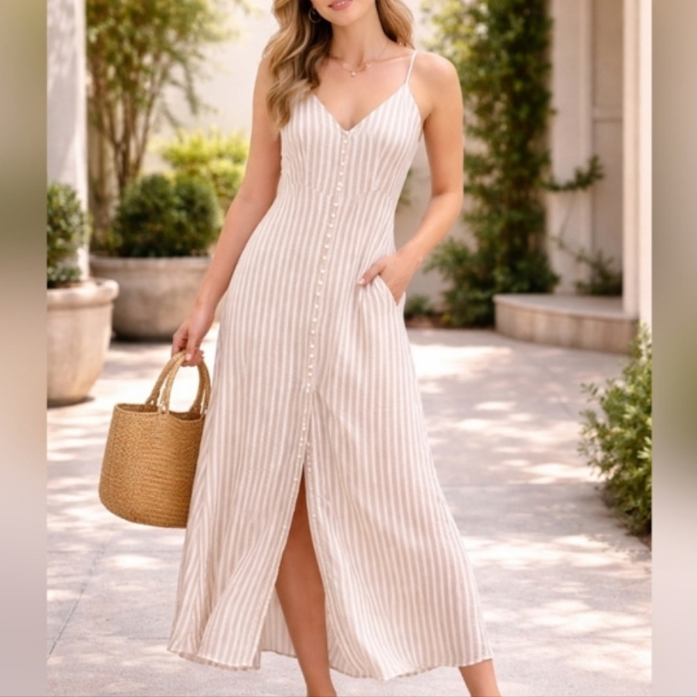 Bleuh Ciel Size S Maxi Dress 100% Rayon Lightweight Flowy Casual Summer Dress